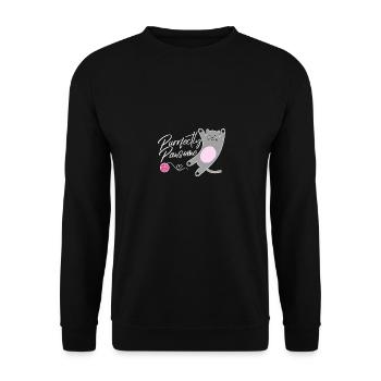 Pansome Cat Design - Unisex Pullover - Schwarz - Vorne - Alina (178cm) & Michal (187cm)