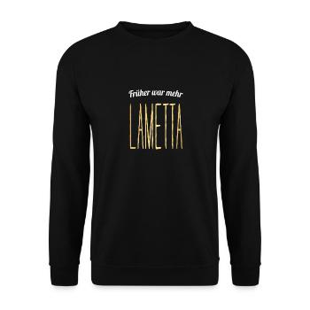Weihnachtsbaum früher war mehr Lametta Geschenk - Unisex Pullover - Schwarz - Vorne - Alina (178cm) & Michal (187cm)