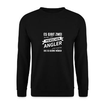 Fisch Geschenk für Angelfans Angler Fischer Männer - Unisex Pullover - Schwarz - Vorne - Alina (178cm) & Michal (187cm)