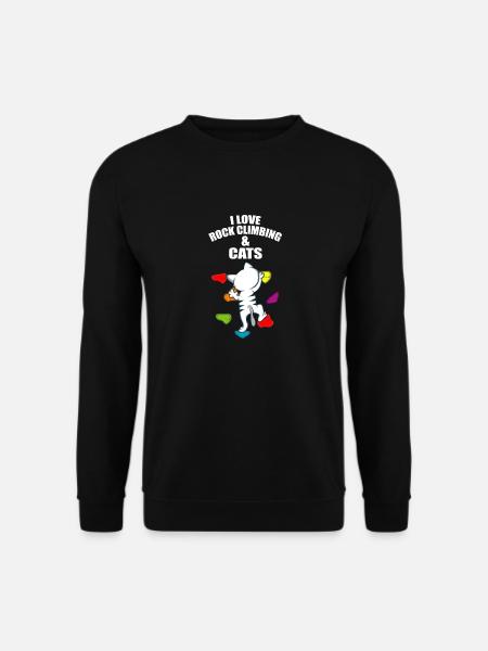I Love Rock Climbing And Cats climber and cat - Unisex Sweatshirt - black