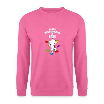 I Love Rock Climbing And Cats Kletterer und Katze - Unisex Pullover - Pink - Vorne