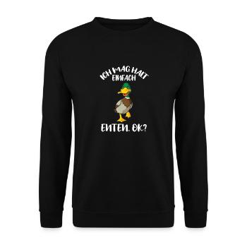 Lustig Ich mag halt Enten Okay Ente See Wasser - Unisex Pullover - Schwarz - Vorne - Alina (178cm) & Michal (187cm)