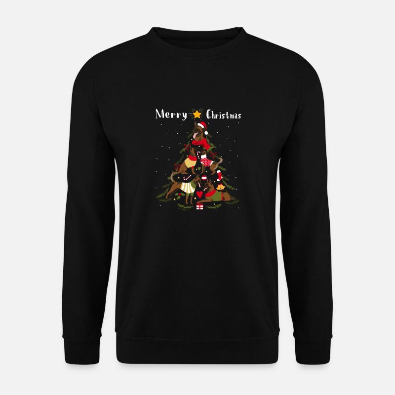 Malinois Weihnachtsbaum Hund Weihnachten - Unisex Pullover - Schwarz