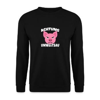 Oma ist ne Umweltsau Klimalüge Geschenk - Unisex Pullover - Schwarz - Vorne - Alina (178cm) & Michal (187cm)