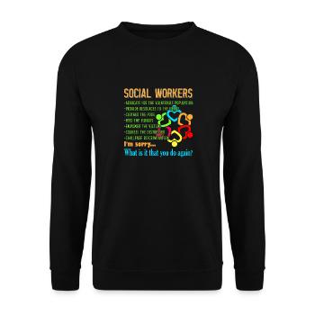 Sozialarbeiter Job - Unisex Pullover - Schwarz - Vorne - Alina (178cm) & Michal (187cm)
