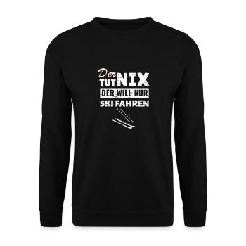 Skifahren Piste Sport Ski Skiurlaub Geschenk - Unisex Pullover - Schwarz - Vorne - Alina (178cm) & Michal (187cm)