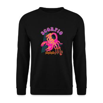 Skorpion Horoskop Sternzeichen Geschenk - Unisex Pullover - Schwarz - Vorne - Alina (178cm) & Michal (187cm)