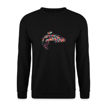 Truite géométrique colorée - Sweat-shirt Unisexe - noir - Devant - Alina (178cm) & Michal (187cm)