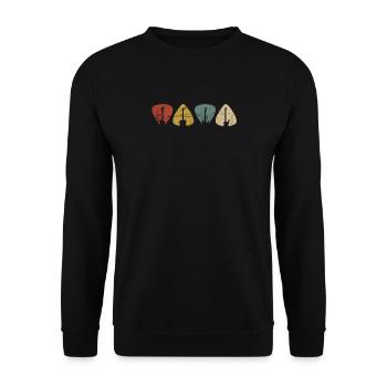 Gitarre Gitarrist Plecktrum Retro Vintage Geschenk - Unisex Pullover - Schwarz - Vorne - Alina (178cm) & Michal (187cm)