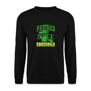 cooles Krokodil mit Spruch - Unisex Pullover - Schwarz - Vorne - Alina (178cm) & Michal (187cm)