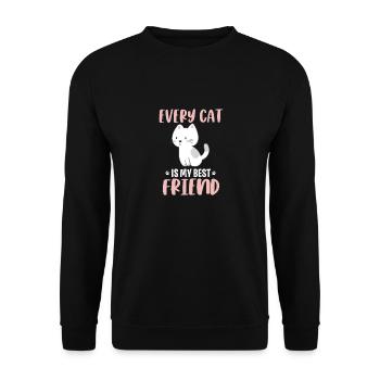 Katze bester Freund - Unisex Pullover - Schwarz - Vorne - Alina (178cm) & Michal (187cm)
