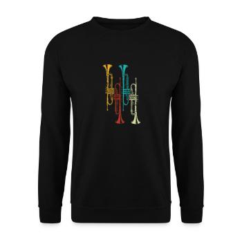 Trompete vintage Retro Trompeter Geschenk - Unisex Pullover - Schwarz - Vorne - Alina (178cm) & Michal (187cm)