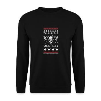 Valhalla hässliche Weihnachtsstrickjacke - Unisex Pullover - Schwarz - Vorne - Alina (178cm) & Michal (187cm)
