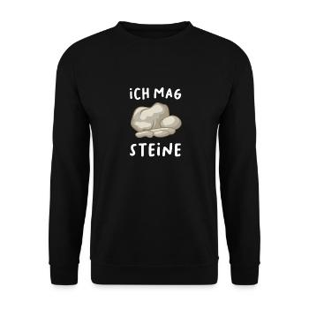 Sarkasmus Lustige Sprüche Ich mag Steine - Unisex Pullover - Schwarz - Vorne - Alina (178cm) & Michal (187cm)