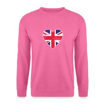 London UK Herz Heart Distressed GB Great Britain - Unisex Pullover - Pink - Vorne