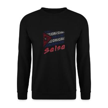 Cuban Salsa Kuba Flagge - Unisex Pullover - Schwarz - Vorne - Alina (178cm) & Michal (187cm)