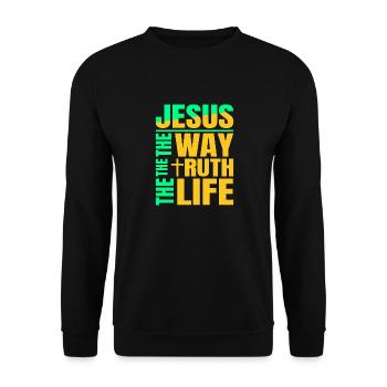 Jésus le chemin la vérité la vie - Sweat-shirt Unisexe - noir - Devant - Alina (178cm) & Michal (187cm)