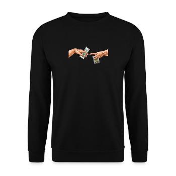 Joint dealer Michelangelo Adams Erschaffung Adams - Unisex Pullover - Schwarz - Vorne - Alina (178cm) & Michal (187cm)