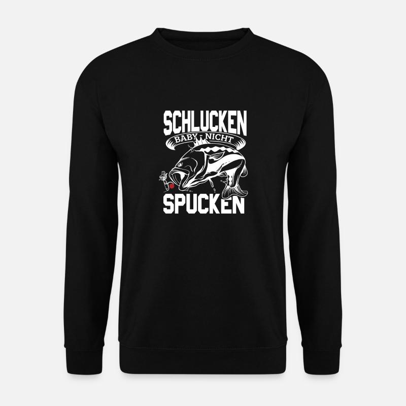 Fisch muss schlucken Angler Rute Geschenkidee - Unisex Pullover - Schwarz