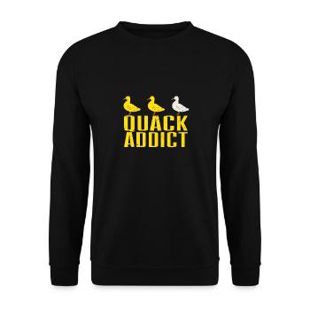 Duck Lover Quack Addict - Unisex Pullover - Schwarz - Vorne - Alina (178cm) & Michal (187cm)