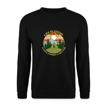 Das Leben ist gut, was ein Hund macht - Unisex Pullover - Schwarz - Vorne - Alina (178cm) & Michal (187cm)
