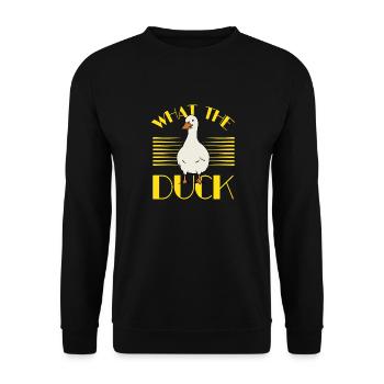 What The Duck - Unisex Pullover - Schwarz - Vorne - Alina (178cm) & Michal (187cm)