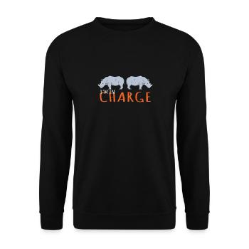 Rhino Design I'm In Charge - Unisex Pullover - Schwarz - Vorne - Alina (178cm) & Michal (187cm)