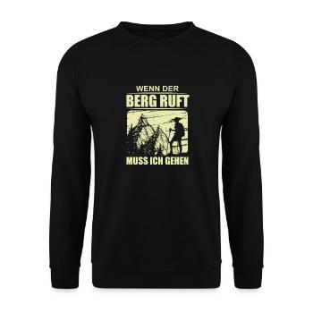 Wenn Der Berg Ruft Muss Ich Gehen Wanderer und Ber - Unisex Pullover - Schwarz - Vorne - Alina (178cm) & Michal (187cm)