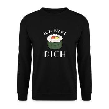 maki, sushi, essen, japan, geschenkidee, reis, - Unisex Pullover - Schwarz - Vorne - Alina (178cm) & Michal (187cm)