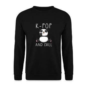 kpop, panda, korea, gift idea, korean - Unisex Sweatshirt - black - Front - Alina (178cm) & Michal (187cm)