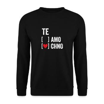 Te Amo Te Chno Techno Festival 2020 Musik Geschenk - Unisex Pullover - Schwarz - Vorne - Alina (178cm) & Michal (187cm)