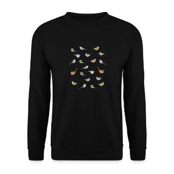 Illustrated Tit Birds | Birdwatching Gift - Unisex Sweatshirt - black - Front - Alina (178cm) & Michal (187cm)