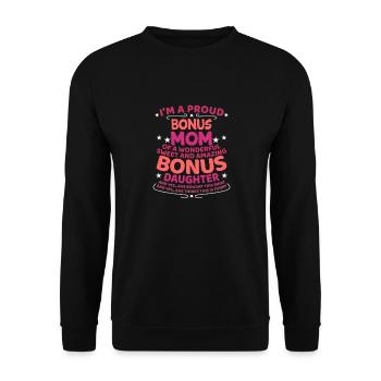 Bonus Mom Stiefmutter Stiefmama Bonus Mama - Unisex Pullover - Schwarz - Vorne - Alina (178cm) & Michal (187cm)