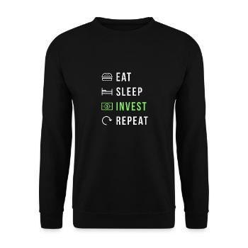 Eat Sleep Invest Repeat Investor Invest - Unisex Sweatshirt - black - Front - Alina (178cm) & Michal (187cm)