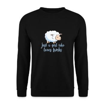 Nur ein Mädchen, das Lämmer Schäferei Geschenk liebt - Unisex Pullover - Schwarz - Vorne - Alina (178cm) & Michal (187cm)