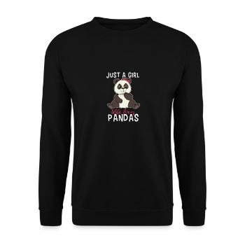 Cute Panda Girl Loves Pandas Teddy Bear - Unisex Sweatshirt - black - Front - Alina (178cm) & Michal (187cm)