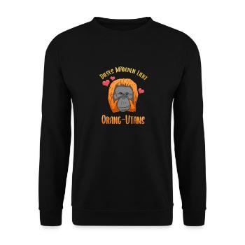 Dieses Mädchen liebt Orang-Utans Affe - Unisex Pullover - Schwarz - Vorne - Alina (178cm) & Michal (187cm)