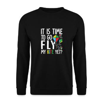 Ist es schon Zeit meinen Drachen fliegen zu lassen - Unisex Pullover - Schwarz - Vorne - Alina (178cm) & Michal (187cm)