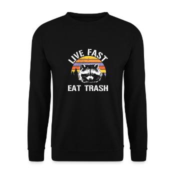 Live Fast Eat Trash Tshirt Vintage - Unisex Sweatshirt - black - Front - Alina (178cm) & Michal (187cm)