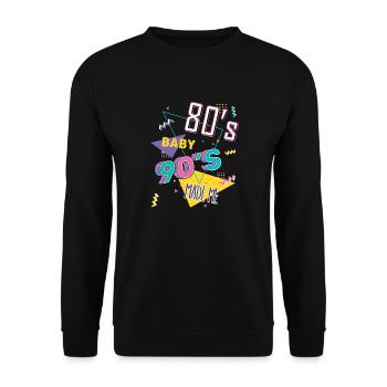 80er Jahre Baby 90er Jahre Made Me - Unisex Pullover - Schwarz - Vorne - Alina (178cm) & Michal (187cm)