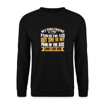 Lustiges Freundin-Paar-Geschenk - Unisex Pullover - Schwarz - Vorne - Alina (178cm) & Michal (187cm)