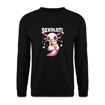 Netter u. Lustiger Saxolotl Entzückender Saxophon, der Axolotl spielt - Unisex Pullover - Schwarz - Vorne - Alina (178cm) & Michal (187cm)