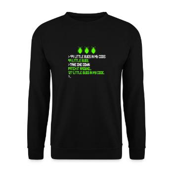 99 Little Bugs in My Code Kodierung Debugging Funn - Unisex Pullover - Schwarz - Vorne - Alina (178cm) & Michal (187cm)