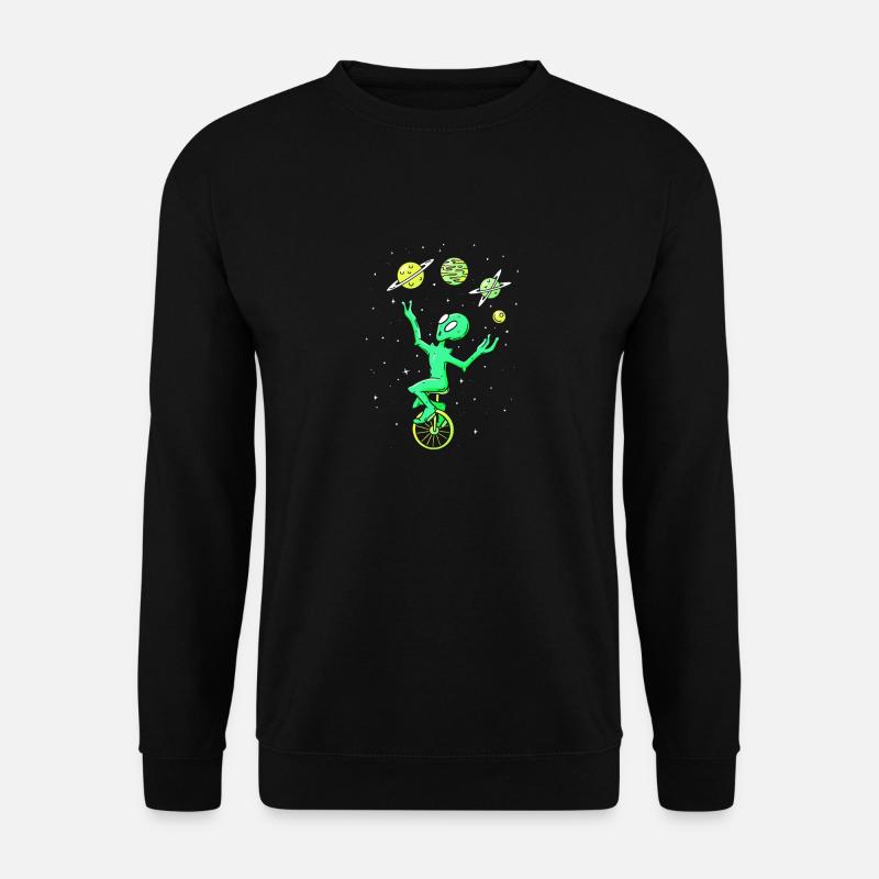 Alien juggler juggling circus unicycle - Unisex Sweatshirt - black