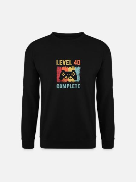 Level 40 Complete 40th Birthday Gift Retro - Unisex Sweatshirt - black