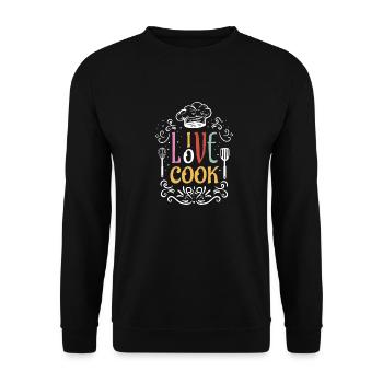 Cooking love and life gift chef - Unisex Sweatshirt - black - Front - Alina (178cm) & Michal (187cm)