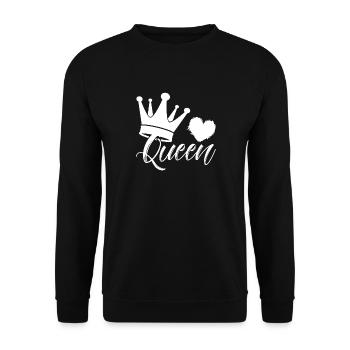 Queen Krone Herz Partnershirt schwarz Shirt Liebe - Unisex Pullover - Schwarz - Vorne - Alina (178cm) & Michal (187cm)