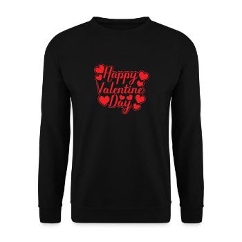 Happy Valentine Day in rot mit Herzen Geschenk - Unisex Pullover - Schwarz - Vorne - Alina (178cm) & Michal (187cm)