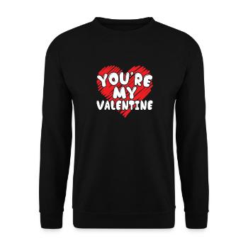 Tu es mon Valentine lettrage avec coeur Valentin - Sweat-shirt Unisexe - noir - Devant - Alina (178cm) & Michal (187cm)