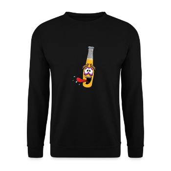 Lustige Bierflasche - Unisex Pullover - Schwarz - Vorne - Alina (178cm) & Michal (187cm)